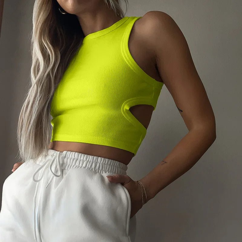 Basic Vest Beauty Back Yoga Tennis Sleeveless Knitted Crop Tops Workout Bra Tank Top Ribbed Backless Camisole - Zeprah