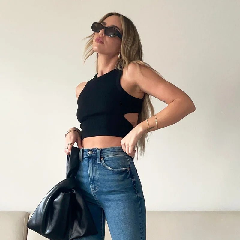 Basic Vest Beauty Back Yoga Tennis Sleeveless Knitted Crop Tops Workout Bra Tank Top Ribbed Backless Camisole - Zeprah