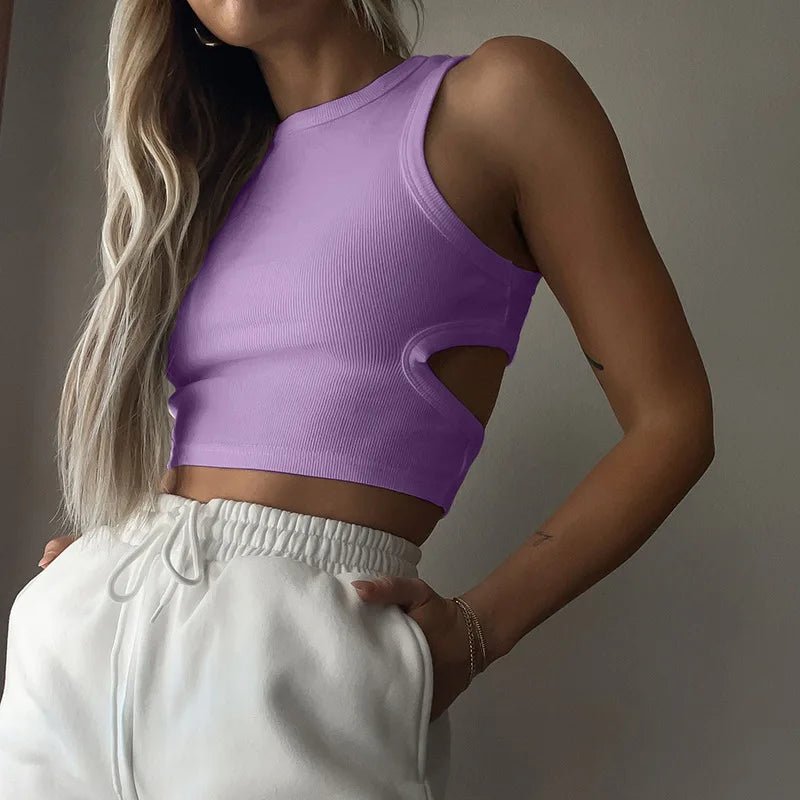 Basic Vest Beauty Back Yoga Tennis Sleeveless Knitted Crop Tops Workout Bra Tank Top Ribbed Backless Camisole - Zeprah