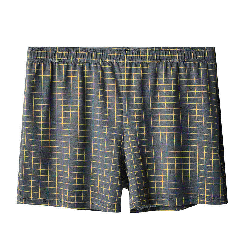 Men Polyester Plaid Boxer Shorts Elastic Waist Loose Casual Home Underwear Multiple Colors