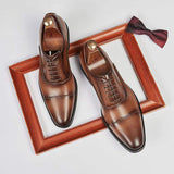 Premium Genuine Cowhide Leather Dress Shoes Pointed Toe Durable Handmade Brogue Quality Wedding Shoes for Men