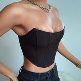European & American Playful Sexy Style Backless Crop Top - Off-the-Shoulder Fitted Blouse