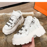 Unisex MotorcycleTrendy Thick Sole Running Shoe Chunky Platform Wedges Sneakers for Ladies