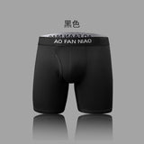 Long Leg Men Boxer Briefs Solid Color Soft Stretch Breathable Mens Underwear Anti Chafing Cycling Long Boxers