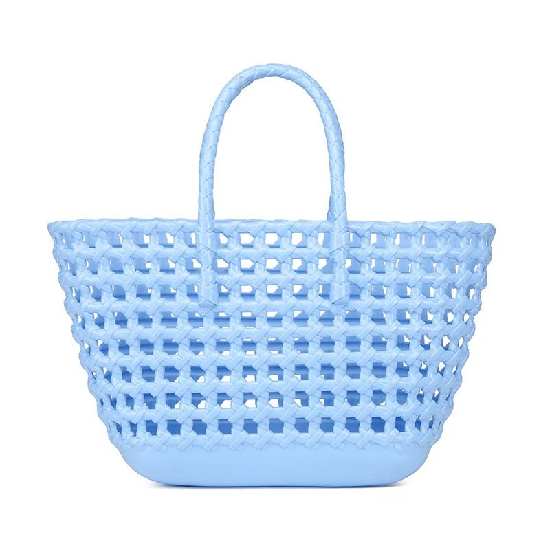 Beach Handbag Women's Waterproof Colorful Hollow for Jelly Woven Basket Easy - to - Wash Crochet Bag Durable Rattan - Zeprah