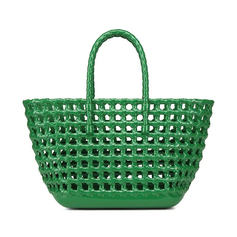 Beach Handbag Women's Waterproof Colorful Hollow for Jelly Woven Basket Easy - to - Wash Crochet Bag Durable Rattan - Zeprah
