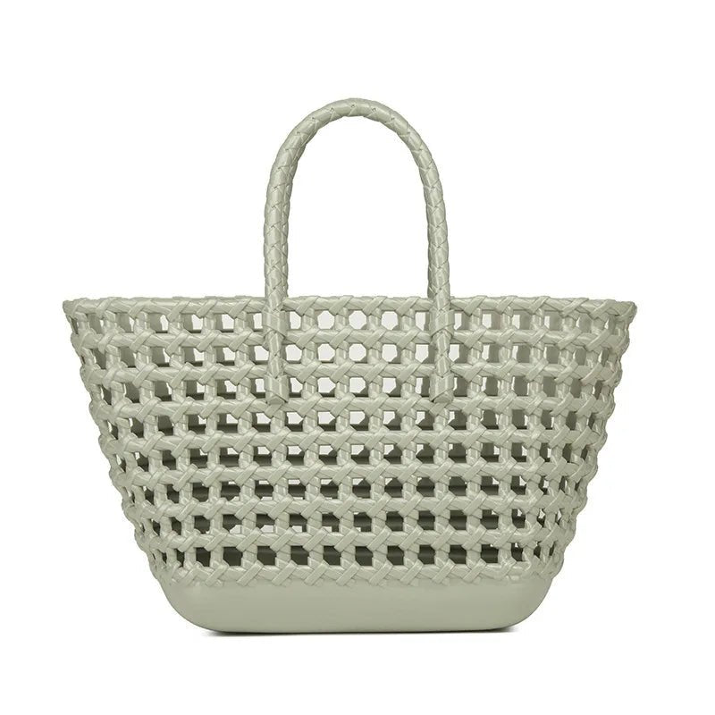 Beach Handbag Women's Waterproof Colorful Hollow for Jelly Woven Basket Easy - to - Wash Crochet Bag Durable Rattan - Zeprah