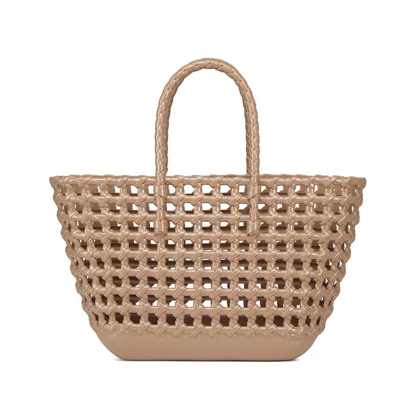 Beach Handbag Women's Waterproof Colorful Hollow for Jelly Woven Basket Easy - to - Wash Crochet Bag Durable Rattan - Zeprah
