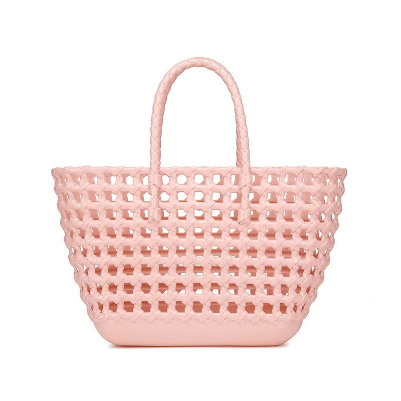 Beach Handbag Women's Waterproof Colorful Hollow for Jelly Woven Basket Easy - to - Wash Crochet Bag Durable Rattan - Zeprah