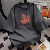Men Maple Leaf Graphic Print T Shirt Crew Neck Loose Casual Short Sleeve Streetwear Tops