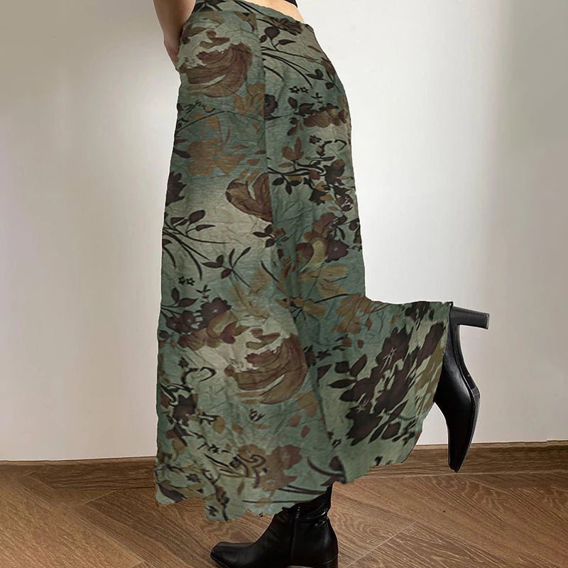 Best Seller Vintage Natural Waist Bodycon Midi Dress Floral Print A - Line Skirt Ruched Sexy Curve - Hugging Summer Quick Dry - Zeprah