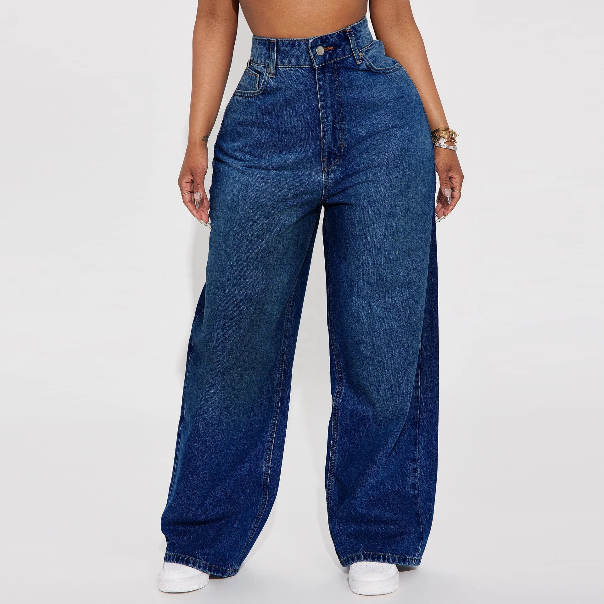 Best - Selling High - Waisted Wide - Leg Floor - Length Jeans for Women Korean - Style Loose & Slim - Fitting Trendy Denim Pants - Zeprah