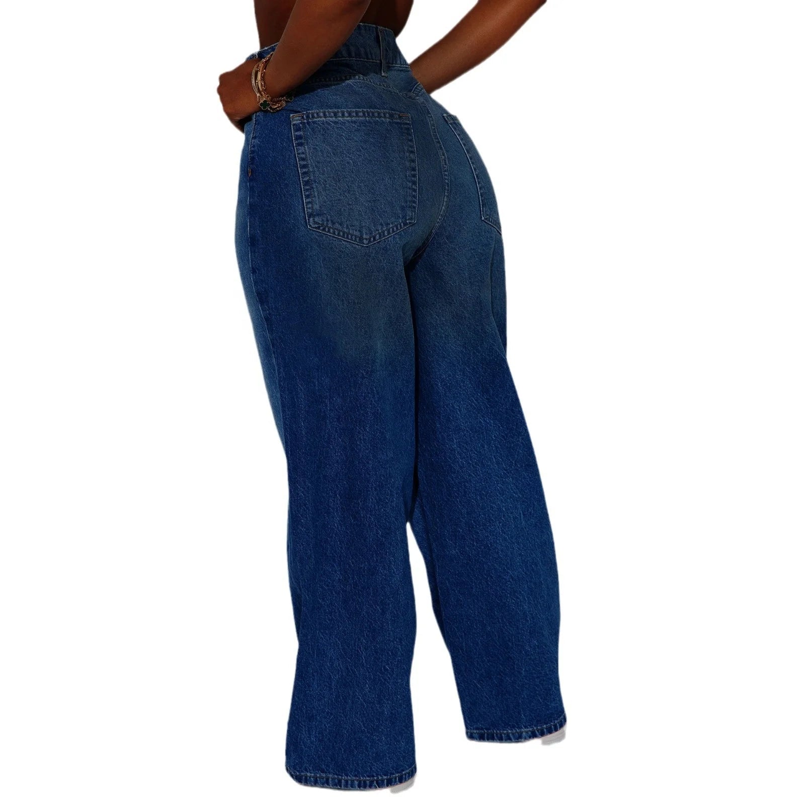 Best - Selling High - Waisted Wide - Leg Floor - Length Jeans for Women Korean - Style Loose & Slim - Fitting Trendy Denim Pants - Zeprah