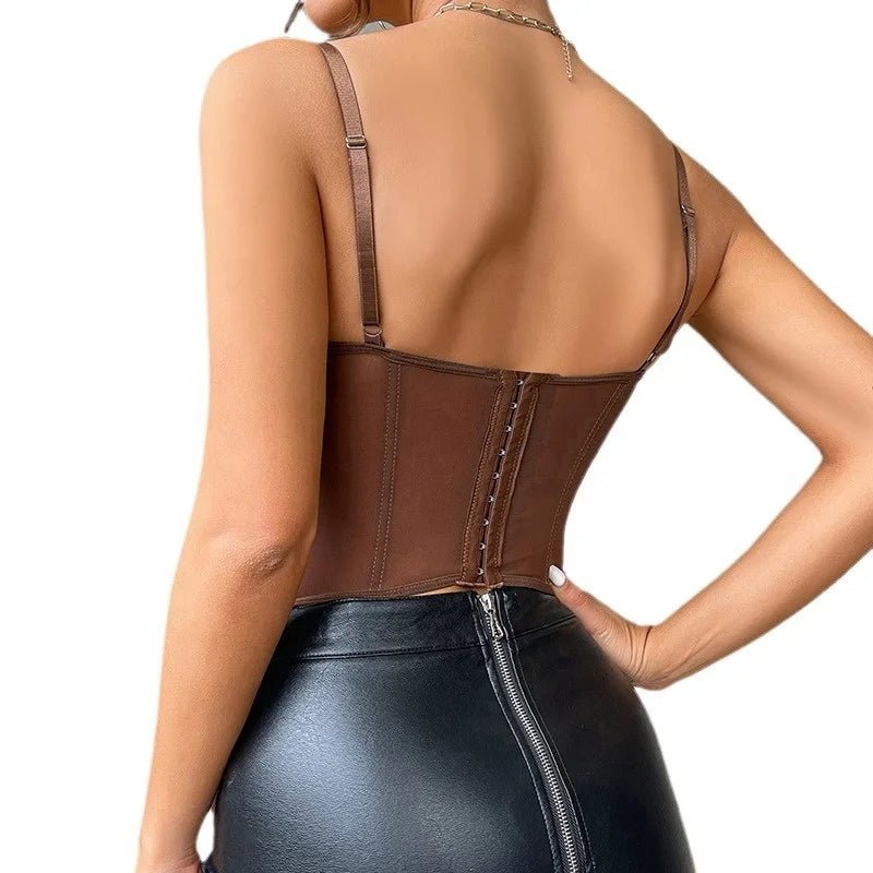 Bestselling Hot Girl Sexy Push - Up Fitted Boned Bustier - Eyelash Lace Trim Sheer Coquette Spaghetti Strap Crop Top - Zeprah