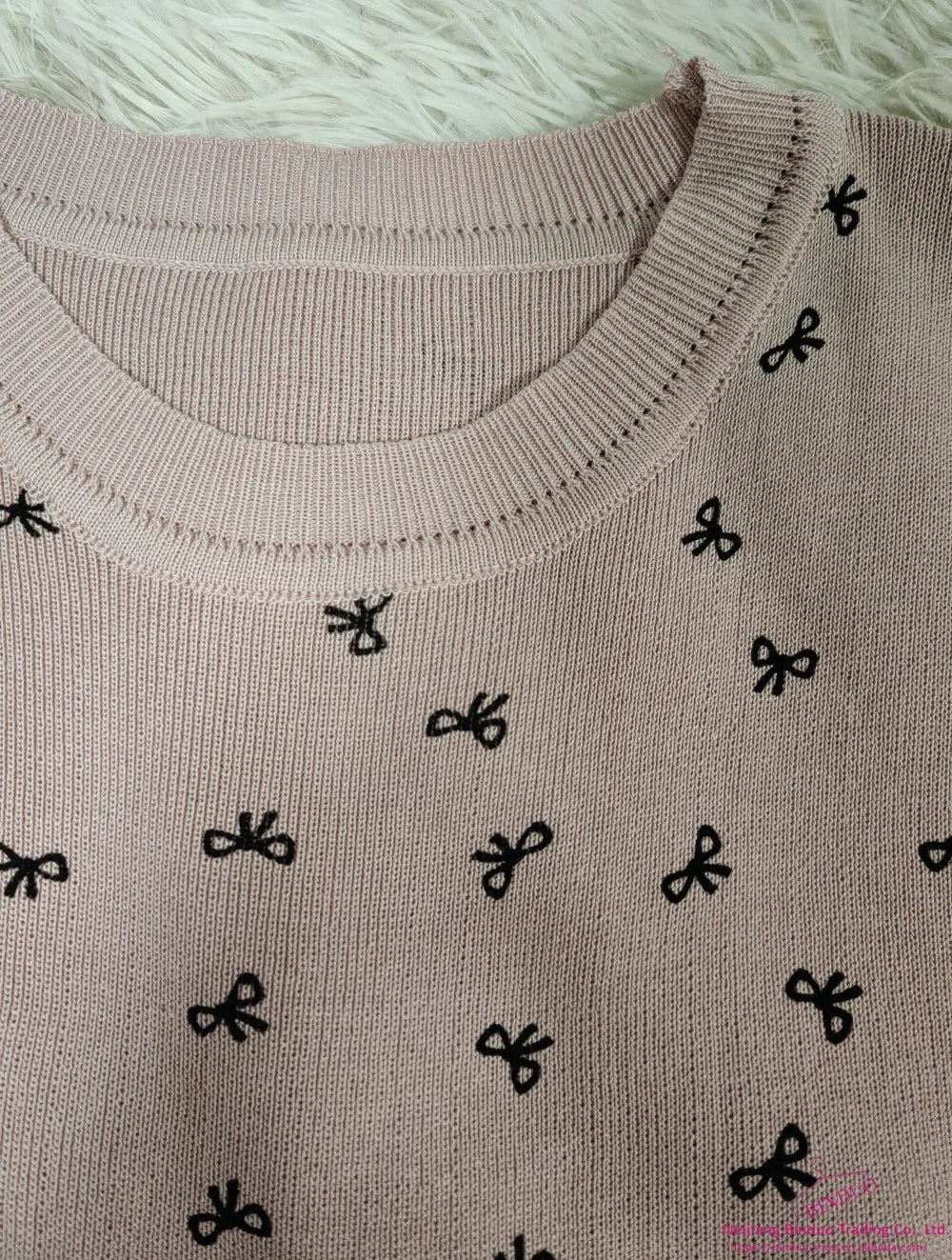 Bestselling Short Sleeve T-shirt Knitted Graphic Tee Bow Women's T-shirts - Zeprah