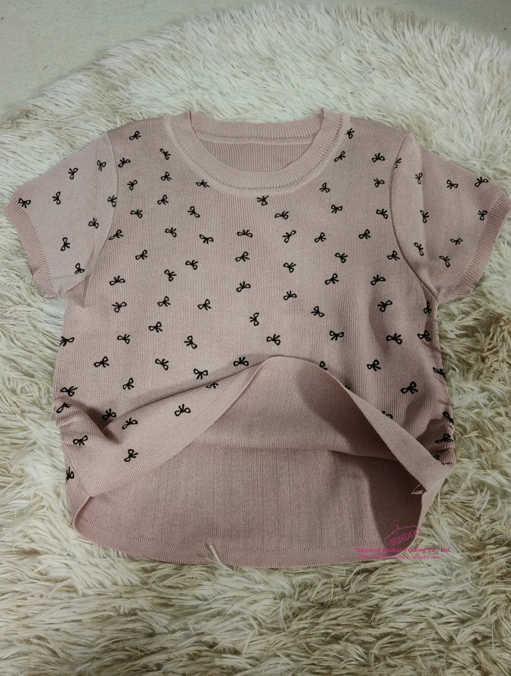 Bestselling Short Sleeve T-shirt Knitted Graphic Tee Bow Women's T-shirts - Zeprah