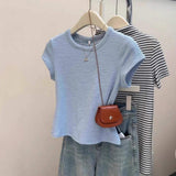 Pure Color Short-sleeved T-shirt Women's Summer Korean-style Slim-fit Inner Wearing Outer Wearing Base Shirt Short T-shirt
