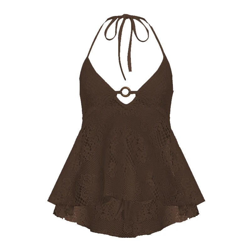 Bohemian Lace Eco - Friendly Quick Dry Breathable Women's Regular Length Sleeveless V - neck Sexy Backless Spandex/Polyester CAMIS - Zeprah