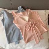 Bow Backless Wire - free Pad Crop Top Push - up Cami Top Cami Women's tank Tops - Zeprah