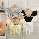 Bow Flying Cuff Pad Camisole Halter Vest Tanks Camis Women's tank Tops Crop Tops - Zeprah