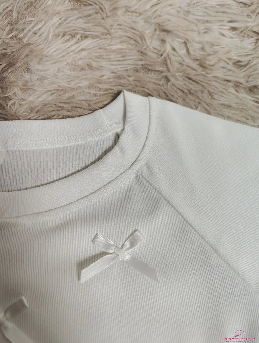 Bow Graphic Tee Embroidered Flower Tops for Women Crewneck Short - sleeved Blouse - Zeprah