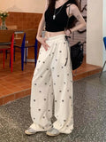 Bow Made of Lacing Wide - Leg Trousers Lace up Casual Straight - Leg Trousers Hot Girl Style Bowknot Slacks - Zeprah