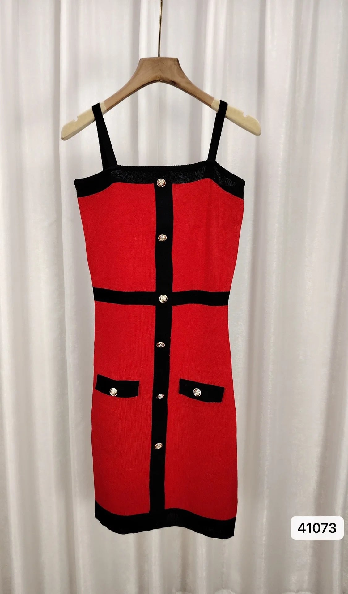 Button Square Collar Slim - fit Sheath Dress Package Hip Skirt - Zeprah