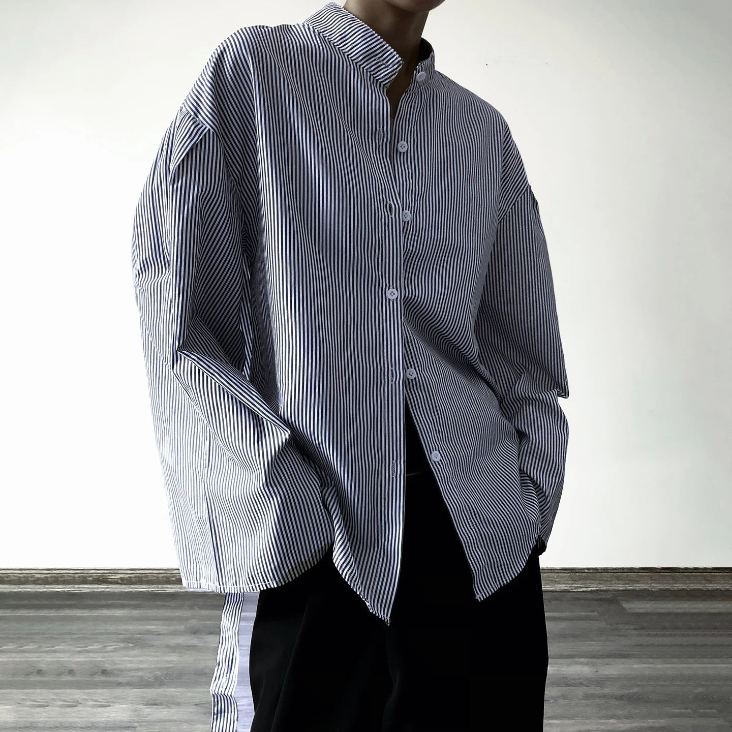 Buttoned Waist Casual Lapel Eco - Friendly 100% Polyester Office Shirt Women's Striped Color Block Long Sleeve Blouse for Regular - Zeprah