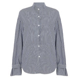 Buttoned Waist Casual Lapel Eco - Friendly 100% Polyester Office Shirt Women's Striped Color Block Long Sleeve Blouse for Regular - Zeprah