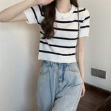 Fashionable Short-sleeved Blouse Best Sale Tops for Women Knitted Short Sleeve T-shirt