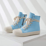 Leather Pink Zapatos Dama Canvas Platform Lace up Outdoor Footwear High Top Boots Sneakers Women's Casual Shoes