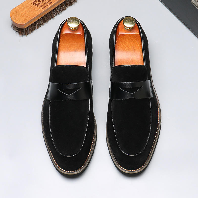 Classic Design Casual Wedding Slip on Penny Loafers for Men Black Brown Faux Suede Good Quality Dress Shoes