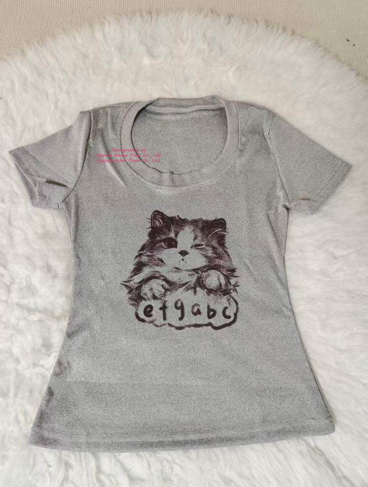 Retro Gray Slim-fit Crew Neck Short-sleeve Regular-shoulder T-shirt Women's Summer Figure-flattering Base Layer Top