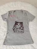 Retro Gray Slim-fit Crew Neck Short-sleeve Regular-shoulder T-shirt Women's Summer Figure-flattering Base Layer Top