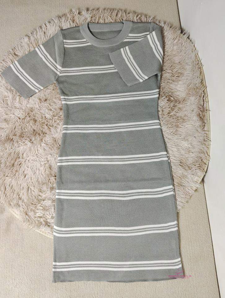 Color Contrast Streak Slim-fit Dress Sheath Dress Hip Wrap Dress