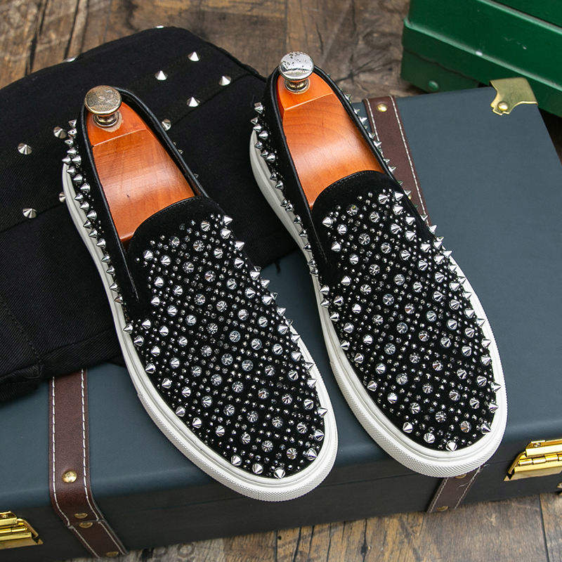 Rivet Upper Classic Design Lightweight Durable Handsome Casual Daily Men Dress Shoes Slip on