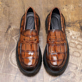 Men's Chunky Sole Pu Leather Quality Loafers Slip on Round Toe Dress Shoes Fashion Design Walking Daily Commute Wear