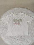 Cotton Round Neck Short Sleeve Top Sequins Butterfly Embroidery Design Sense Pattern Summer New Women's T-Shirt
