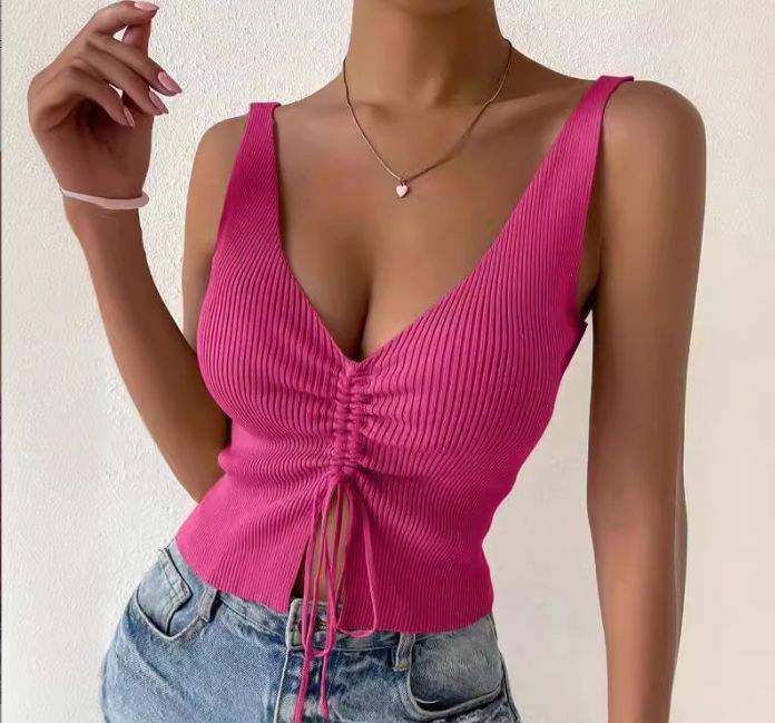 Ribbed Tank Top Spaghetti Strap Basic tank Top Going Out Halter Top