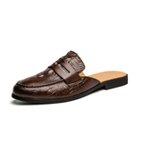 Babouche Homme En Cuir Black PU Leather Fashion Mules Slip on Casual Half Loafers for Men Shoes