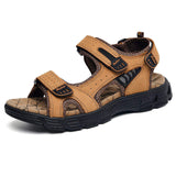 New Sandalias De Hombre Men's Summer Leather Outdoor Rhinestone Sandals with Flat Rubber Insole Breathable Nice Quality
