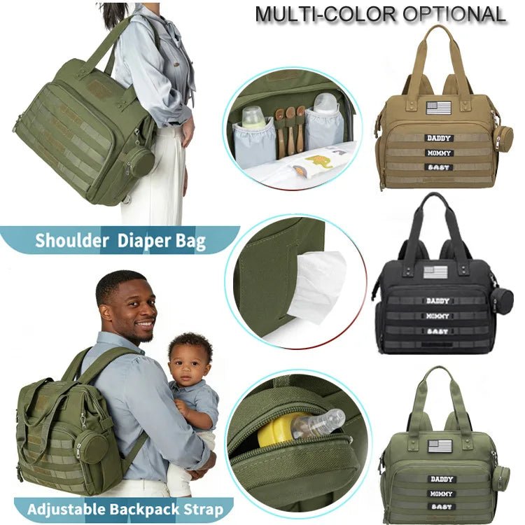 Camo Black Diaper Backpack for Dad and Mom, Father's Bag for Hospital with DADDY BAG Imprint, Baby Care Diaper Backpack - Zeprah