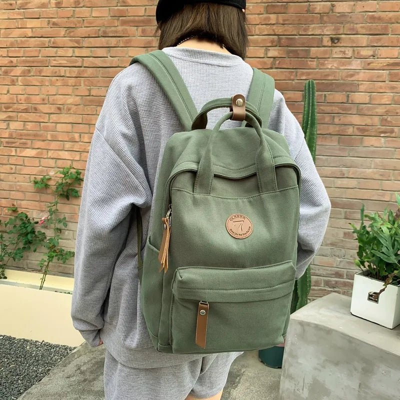 Canvas Backpack Autumn Casual Travel Handbag Korean Style Breathable Waterproof Durable String for Junior High School Travel Bag - Zeprah