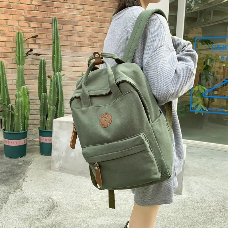Canvas Backpack Autumn Casual Travel Handbag Korean Style Breathable Waterproof Durable String for Junior High School Travel Bag - Zeprah