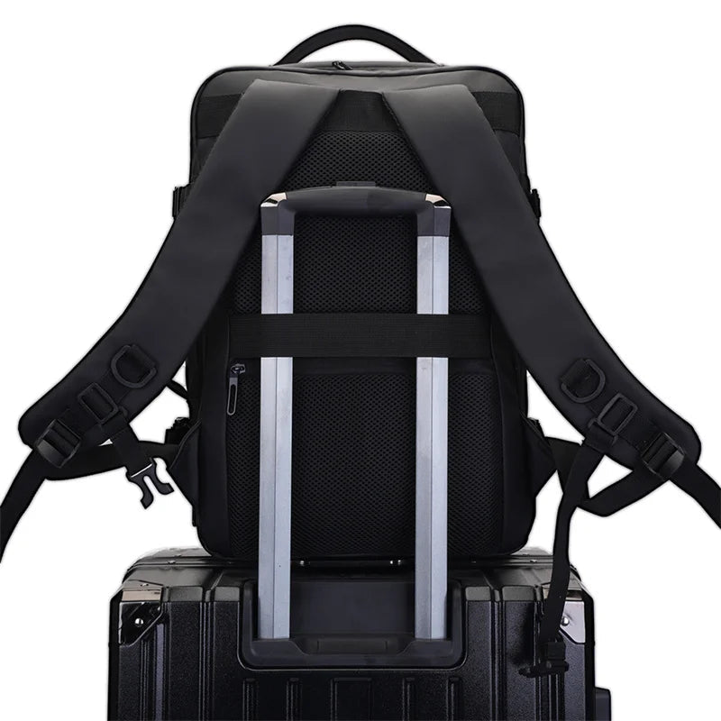 Capacity Expandable Business Laptop Bagpack for Men Waterproof Black Airplane Theme Mens Travel Backpack Oxford - Zeprah