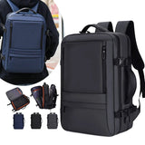 Capacity Expandable Business Laptop Bagpack for Men Waterproof Black Airplane Theme Mens Travel Backpack Oxford - Zeprah