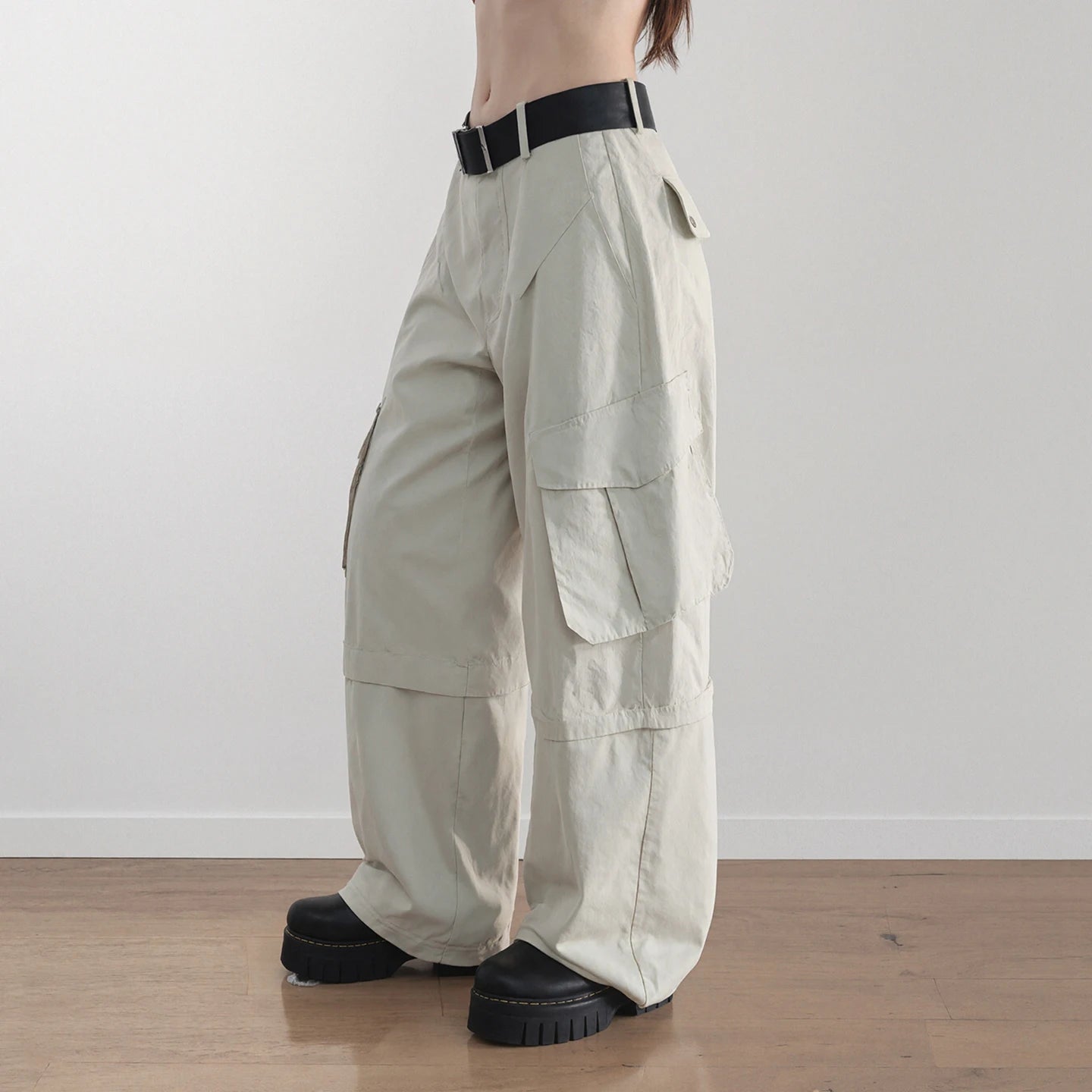 Cargo Work Pants Convertible Shorts Minimalist Solid Canvas Windproof Quick Dry Summer Mid Flat Loose Fit Woven Casual - Zeprah