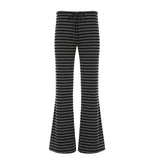 Casual Breathable Lounge Pants for Women Soft Mid Waist Flat Front Loose Fit Drawstring Striped Pattern Comfort Wear - Zeprah