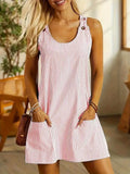 Casual Pocket Stripped Sundress Jumpsuit Striped Strap Dress - Zeprah