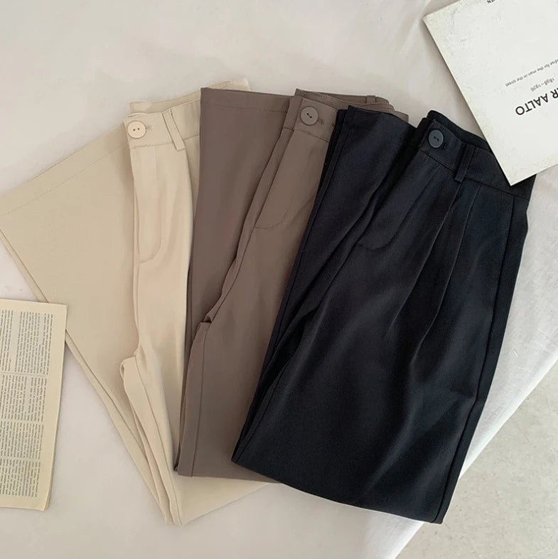 Casual Wide - Leg Trousers Popular Fashionable Trousers Simple Suit Pants - Zeprah